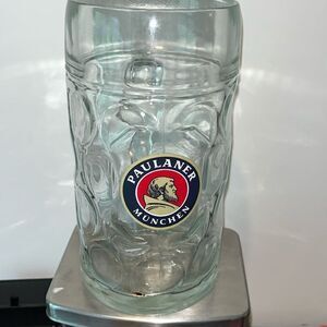 Paulaner Munchen Munich Germany imported giant dimpled glass, 1 liter beer mug